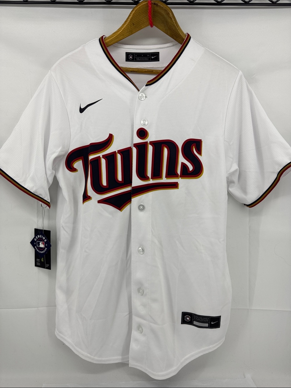 NWT Nike Replica Stitched Home White Twins 11 Polanco Baseball Jersey, Mens S